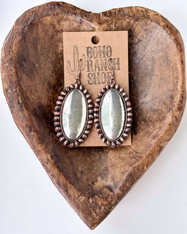 Western Style Navajo Pearl Vintage Oval Dangle Earrings