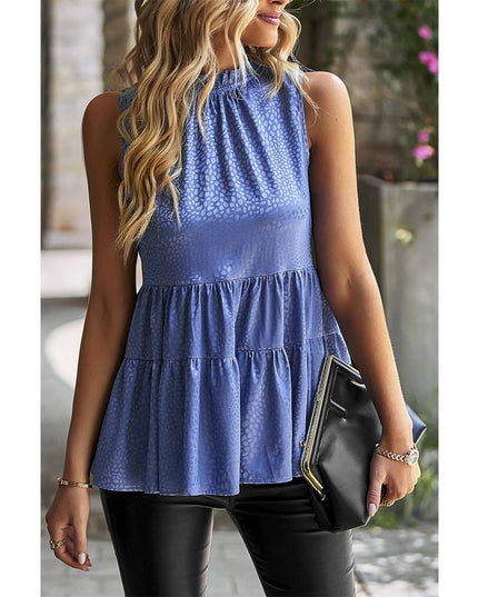 Sleeveless Ruffle Trim Ruffle Hem Loose Top