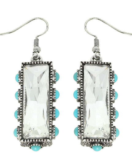 Western Turquoise Rectangle Gemstone Earrings
