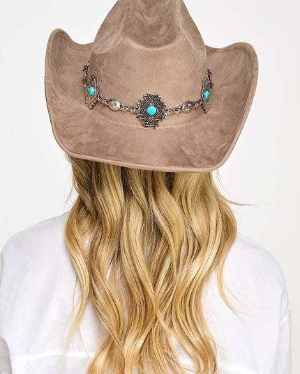 Turquoise Stud Concho Belt Western Cowboy Hat
