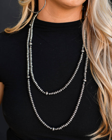 66" Metalic Silver Disc Beaded Necklace
