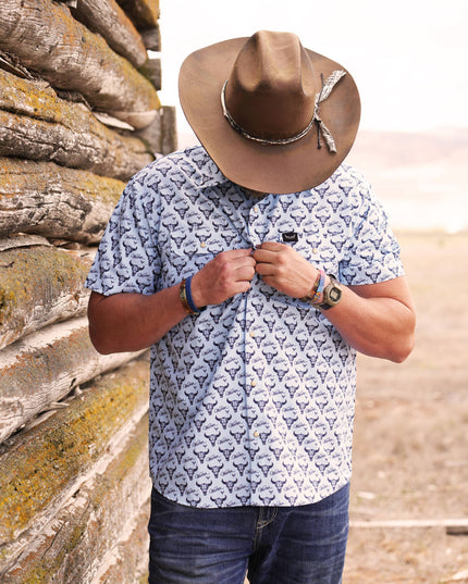 Prairie Ghost Rowdy Shirt | Light Blue Buffalo Pearl Snap