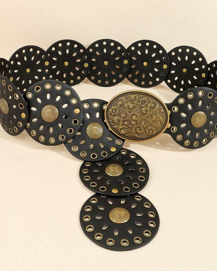 Studded Oval Disc Snap Y Shape Punk Belt | 40BT658