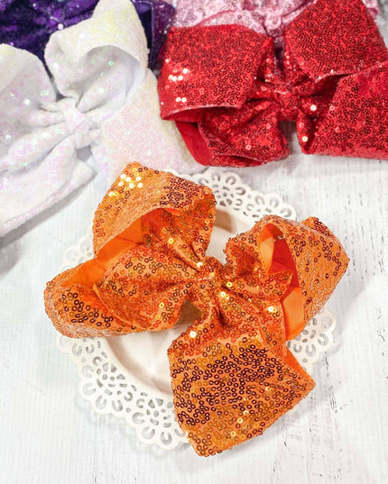 Sequin Texas Size Hair Bows - Alligator Clip - 6.5"