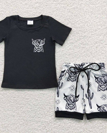 Sibling Brothers Baby Boys Cowboy Western Summer Shorts Sets