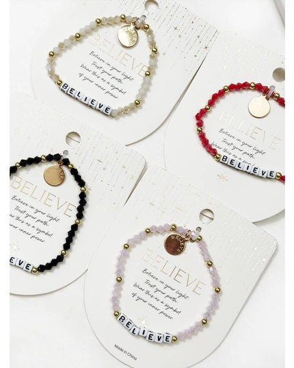4-Kind Mix Beads BELIEVE Inpirational Bracelet