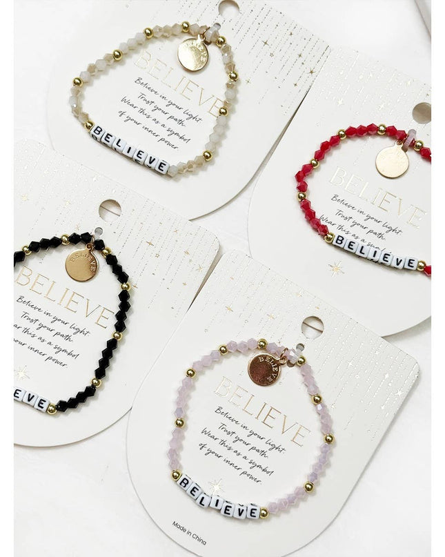 4-Kind Mix Beads BELIEVE Inpirational Bracelet