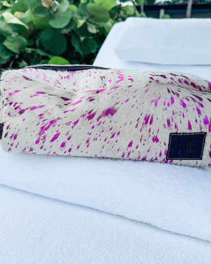 XL Cowhide Western Toiletry Hair Tools Bag Makeup Travel