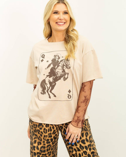 Queen Card on Beige Tee Shirt