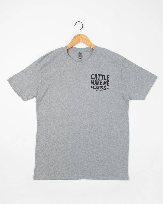 Western 'Cattle Make Me Cuss' Grey Graphic Tee