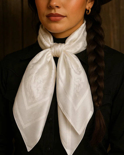 35X35" White Jacquard Wild Rag / Scarf WR4083
