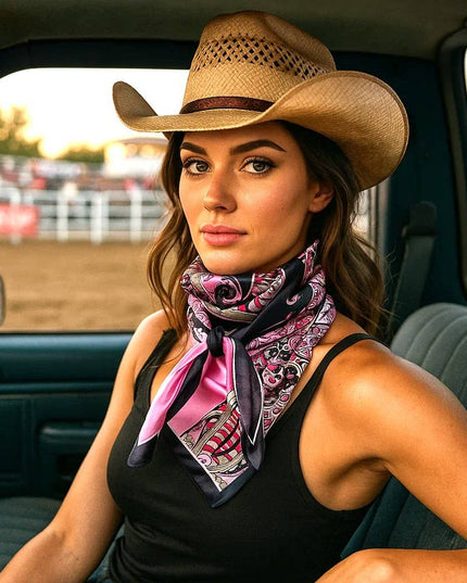 35X35" Pink and Black Wild Rag / Scarf WR1017