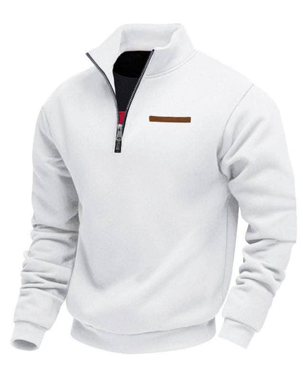 Half Zipper Loose Stand Collar Men Pullover Hoodie