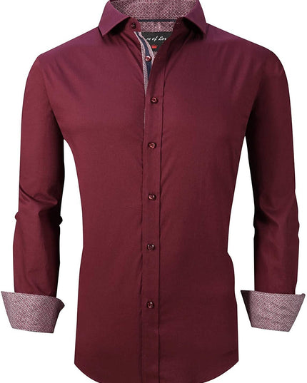 Mens Dress Shirts Long Sleeve Regular Fit Button Shirts-100