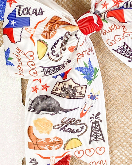 Texas Printed Ribbon Cheer Bow