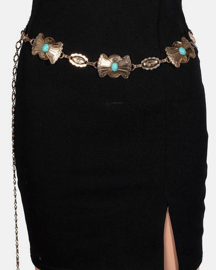 Turquoise Western Style Concho Chain Belt
