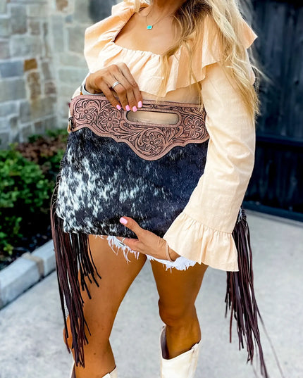 The Maggie Cowhide Leather Crossbody + Back zippered pockets