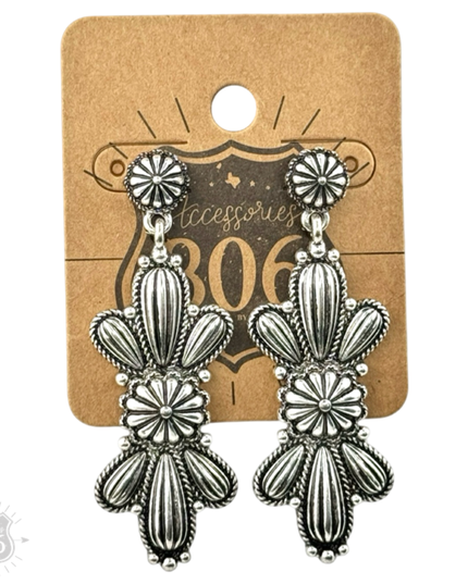 Western silver butterfly concho earring