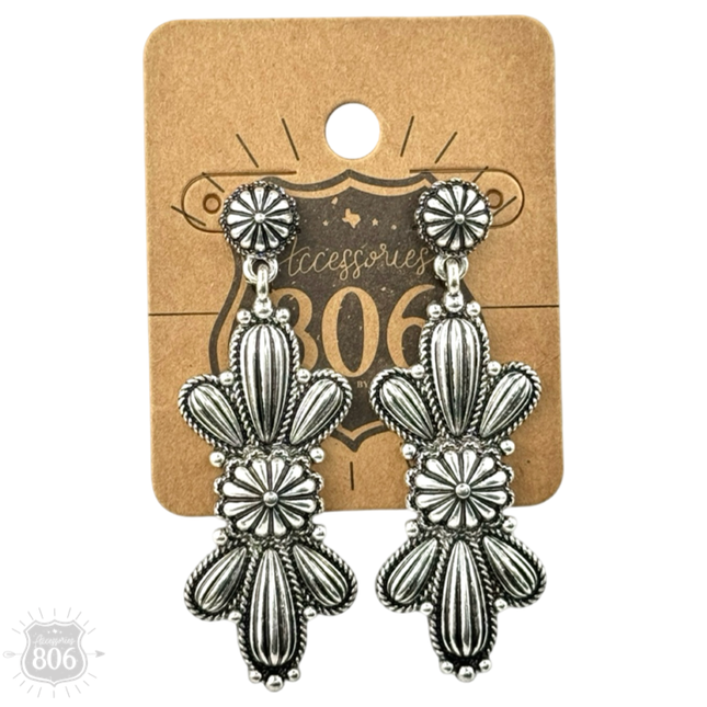 Western silver butterfly concho earring