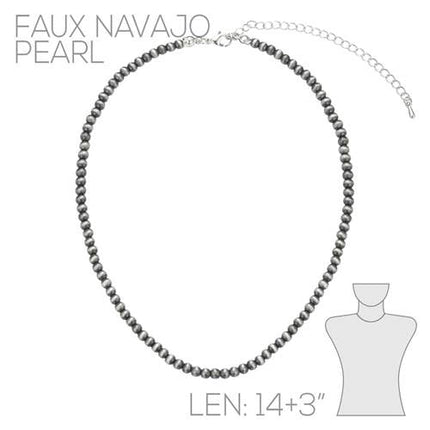 Faux Navajo Pearl 4mm Necklace