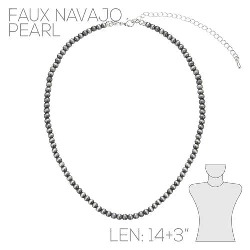 Faux Navajo Pearl 4mm Necklace
