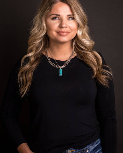 14",16",18" Layered Necklace with Turquoise Bar Pendant