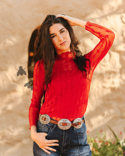 LARIAT LACE L/S *RED