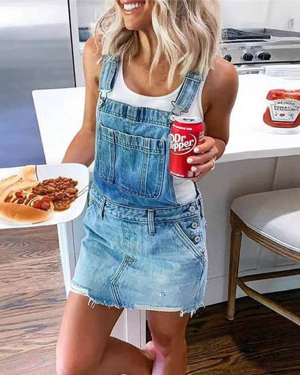 Stylish Versatile Denim Overall Skirt