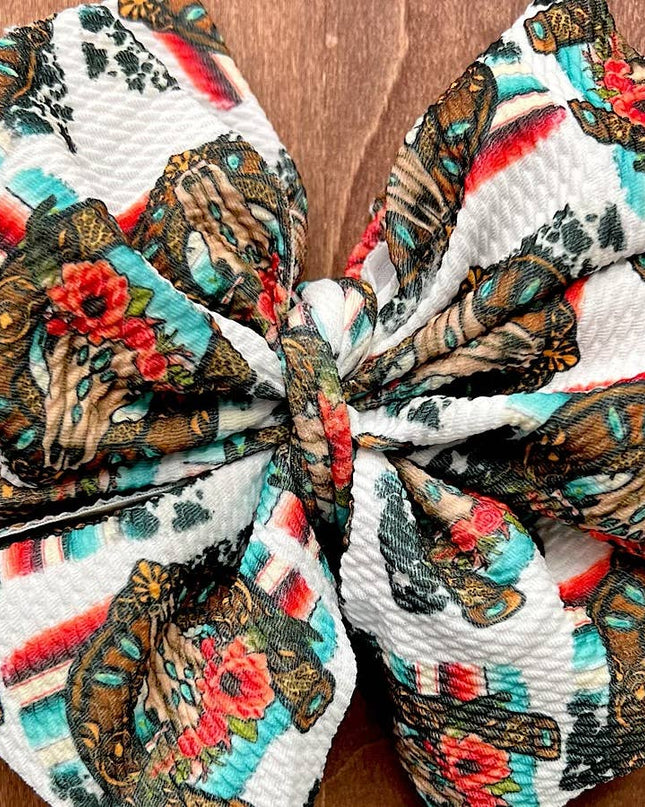 HORSESHOE & COW SKULL PRINTED HEADBAND. F-DLH2360K