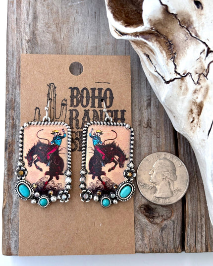 Western Style Pendant with Turquoise Stone Drop Earrings