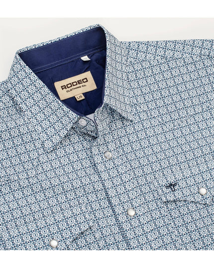 Men's Western Pearl Snap Aztec Print Shirt-MPS110S-1139