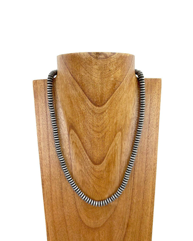 NKS230603-40-SILVER    21 Inches 8mm roundel silver Navajo pearl bead Necklace