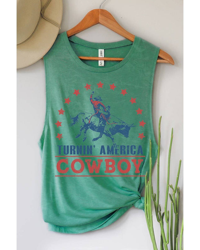 TURNIN AMERICA COWBOY GRAPHIC TANK TOP