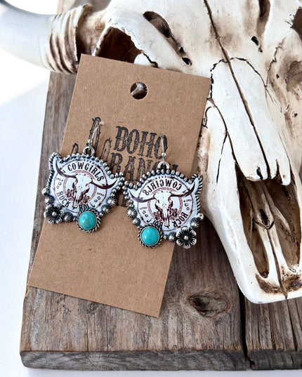 Western Style Cowgirl Pendant Dangle Earrings
