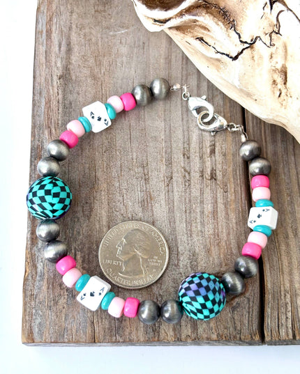 Western Style Navajo Pearl Checkered Trucker Hat Chain Band
