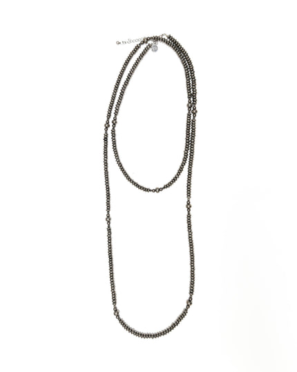 66" Metalic Silver Disc Beaded Necklace
