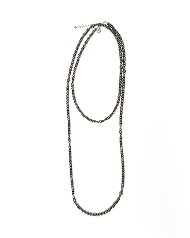 66" Metalic Silver Disc Beaded Necklace