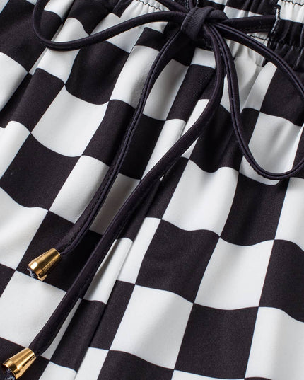 Checkered Drawstring Elastic Waist Shorts | S-XL