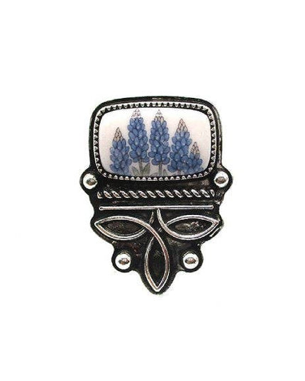 Western Boot Stitch Blue Bonnet Cuff Ring