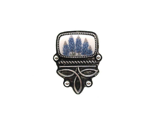 Western Boot Stitch Blue Bonnet Cuff Ring