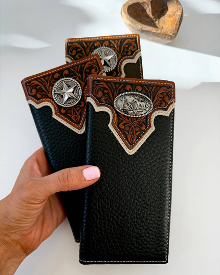 Bifold Wallet Genuine Tooled Leather Bi-Fold Wallet