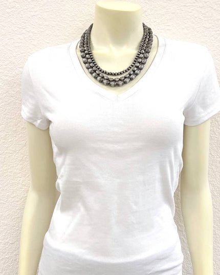 739055, Handmade 17" Oval/Round Navajo Bead Necklace