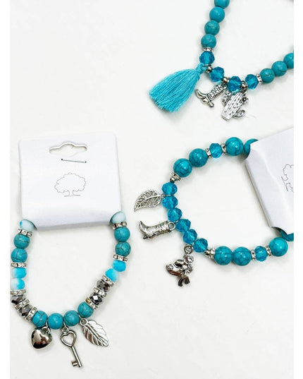 Western Boho Mix Charms Turquoise Theme Bracelets