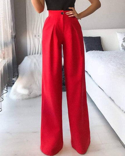 Single button high waist wide leg pants