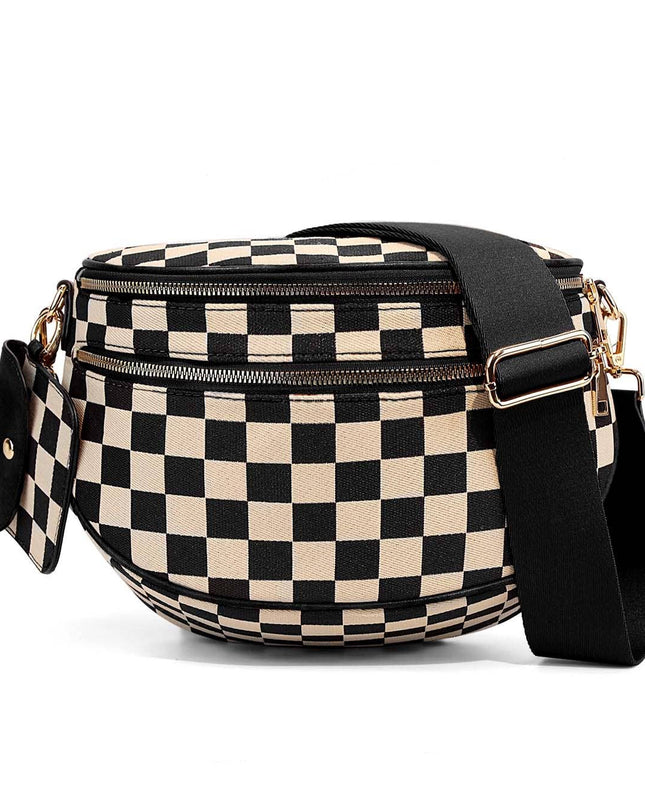 Kaylee Mixed Media Double Zip Crossbody Sling Bag