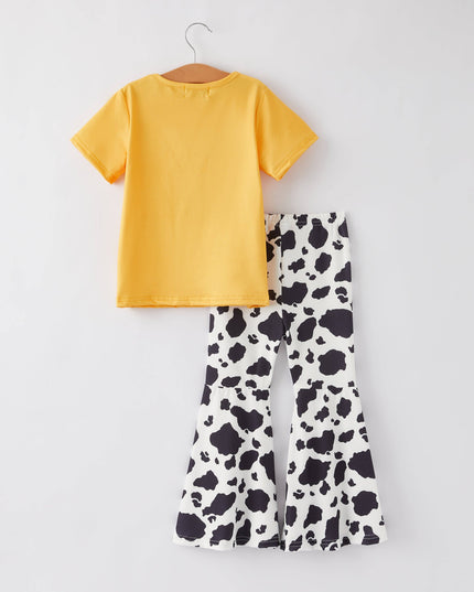 Girls Western Cow Leopard Print Cow Six-Piece Set
