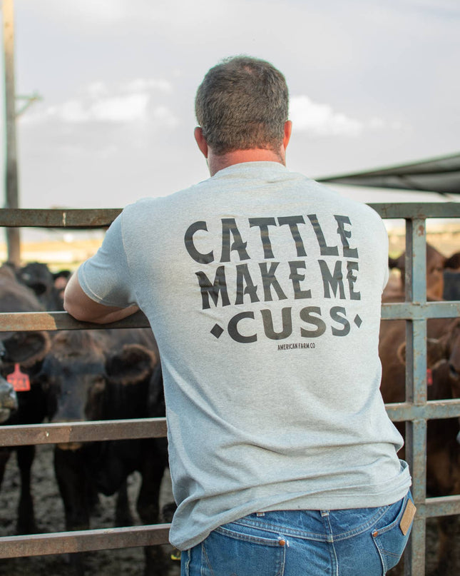 Western 'Cattle Make Me Cuss' Grey Graphic Tee