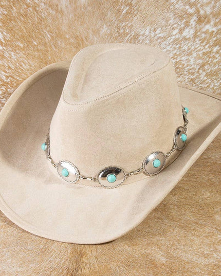 Turquoise Western Concho Chain Cowboy Hat