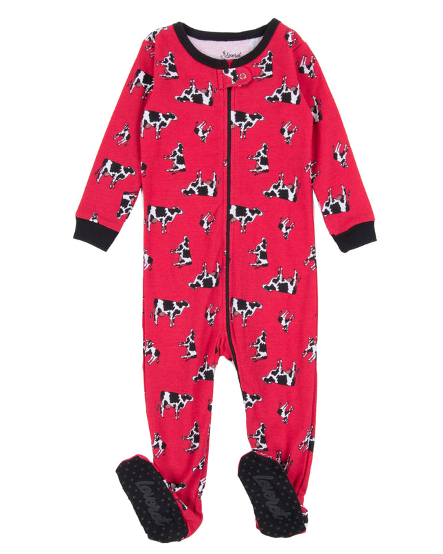 Kids Footed Cotton Pajama Cow
