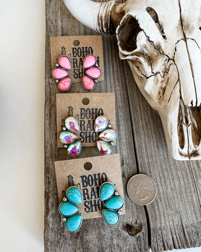 Western Stone Cluster Post Earrings